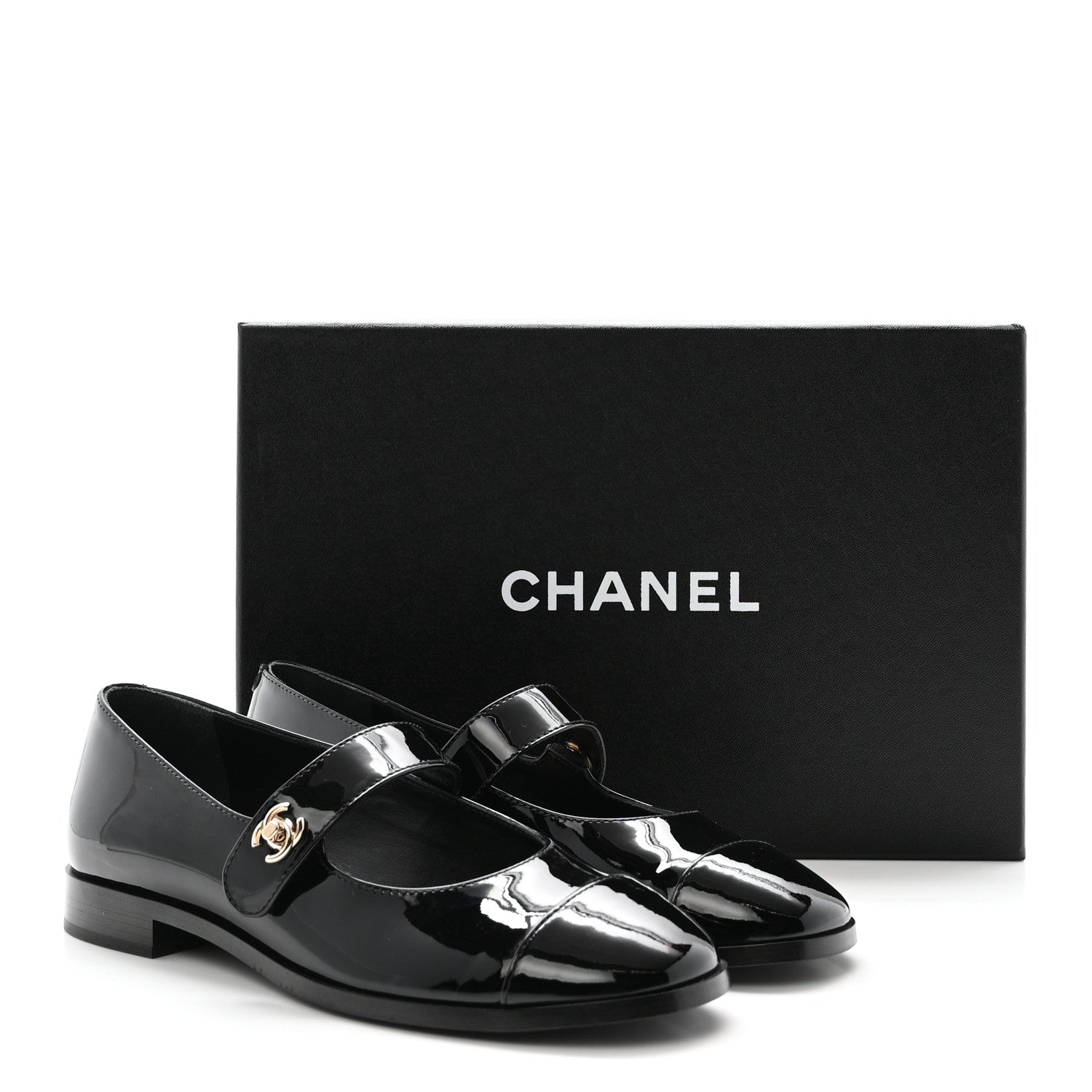 Chanel Patent Calfskin Mary Janes Flats 37.5 Black 10 of 10