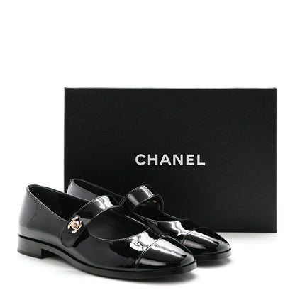 Chanel Patent Calfskin Mary Janes Flats 37.5 Black 10 of 10