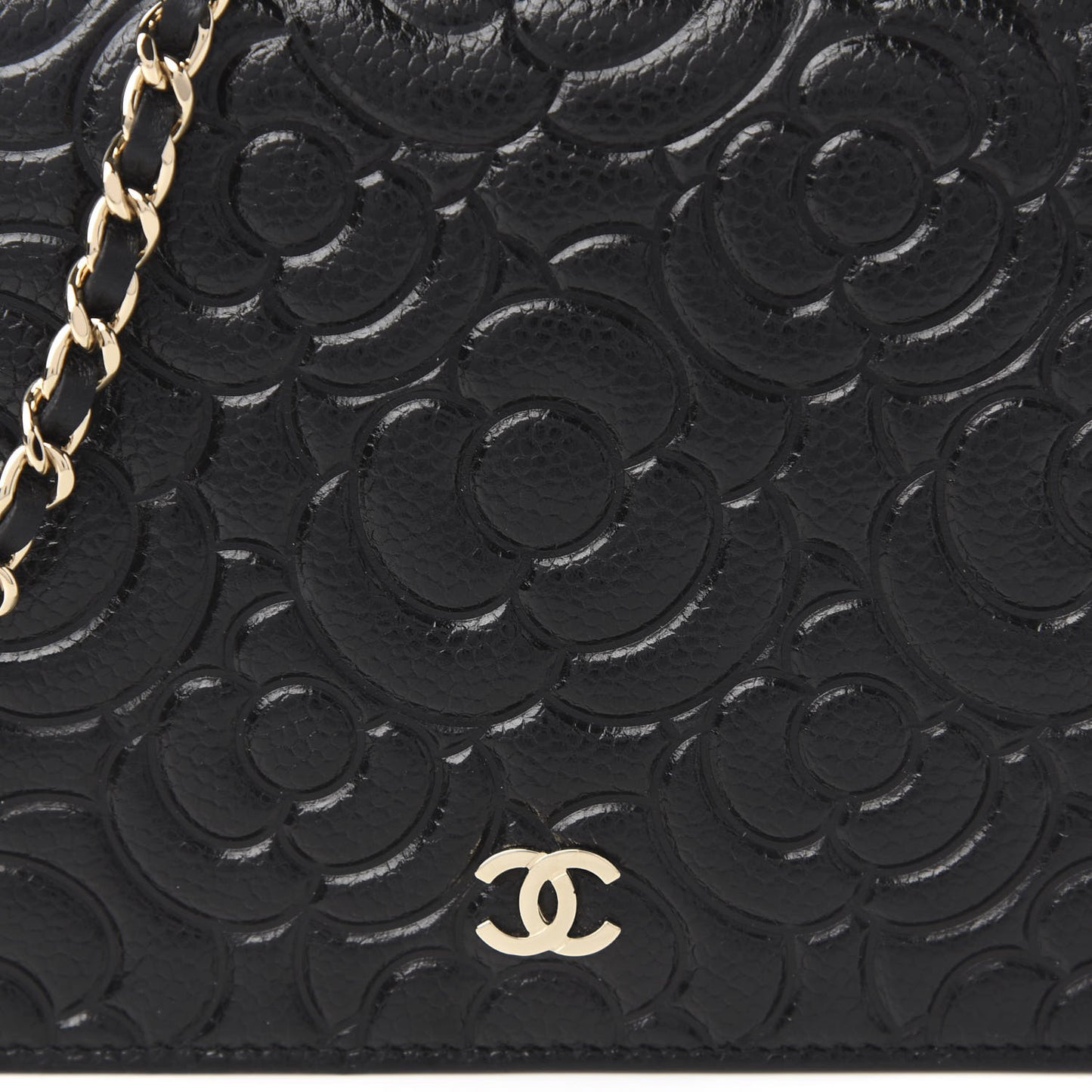 Caviar Camellia Embossed Wallet On Chain WOC Black
