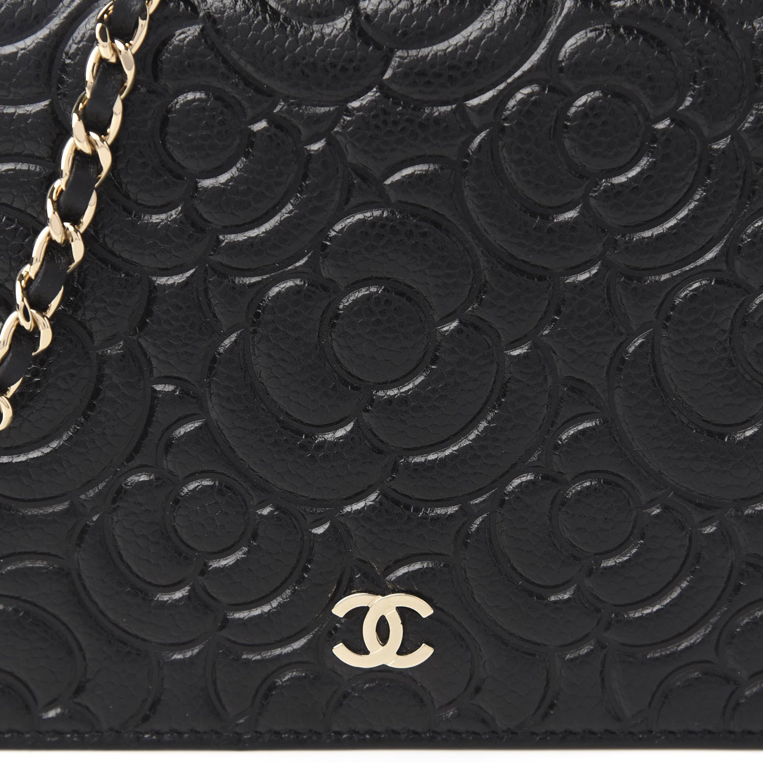 Chanel Caviar Camellia Embossed Wallet On Chain WOC Black 11 of 11