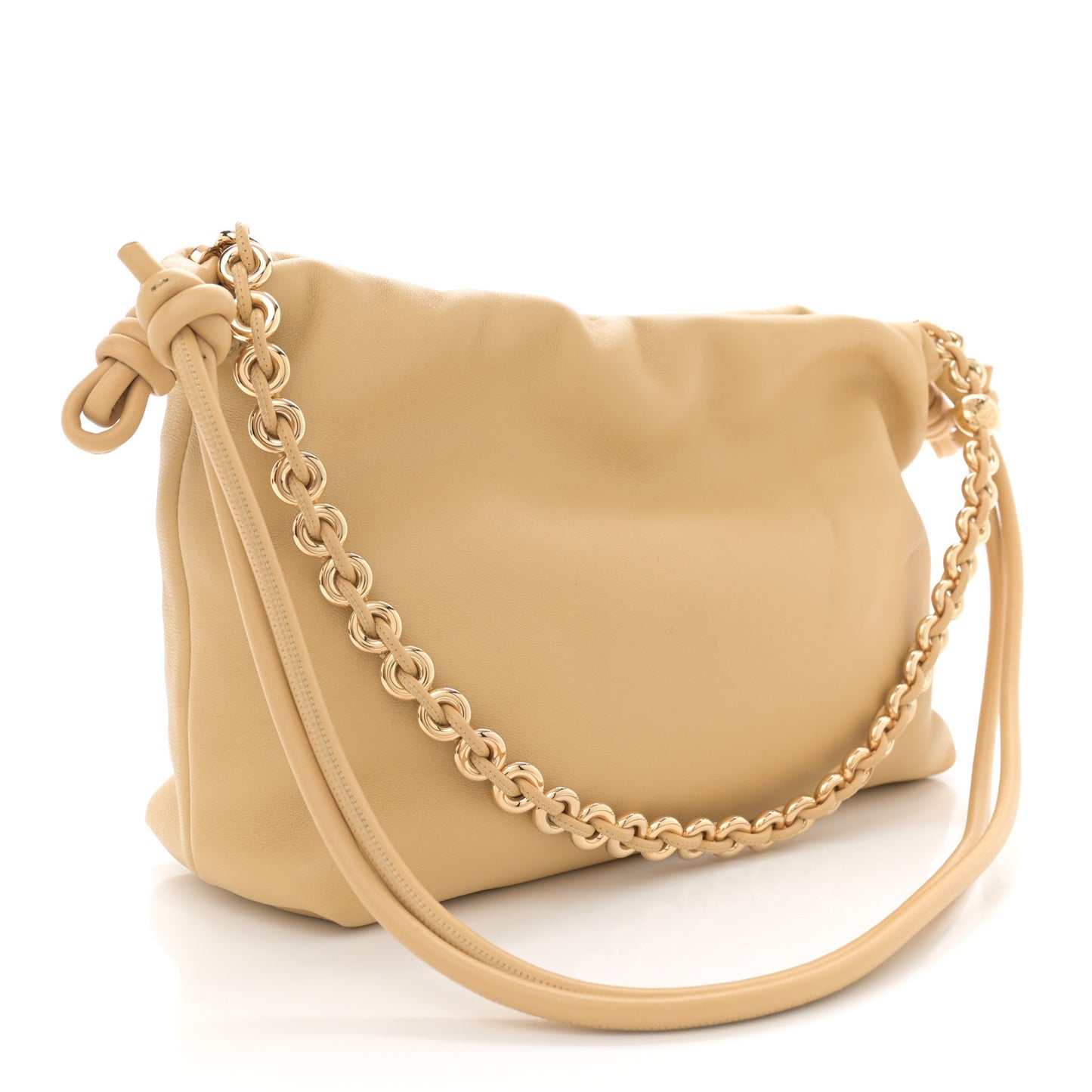 Mellow Nappa Medium Donut Chain Flamenco Knot Clutch Sahara