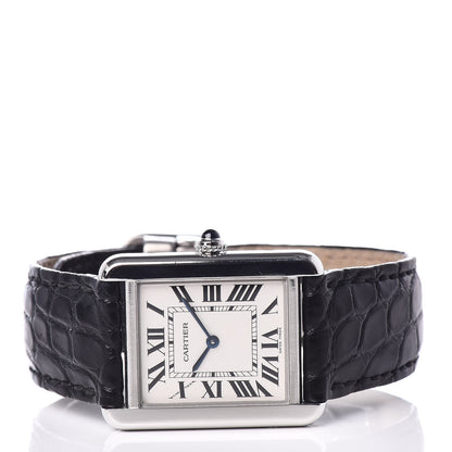 Cartier Stainless Steel Alligator 24mm Tank Solo Quartz Watch 3 of 7