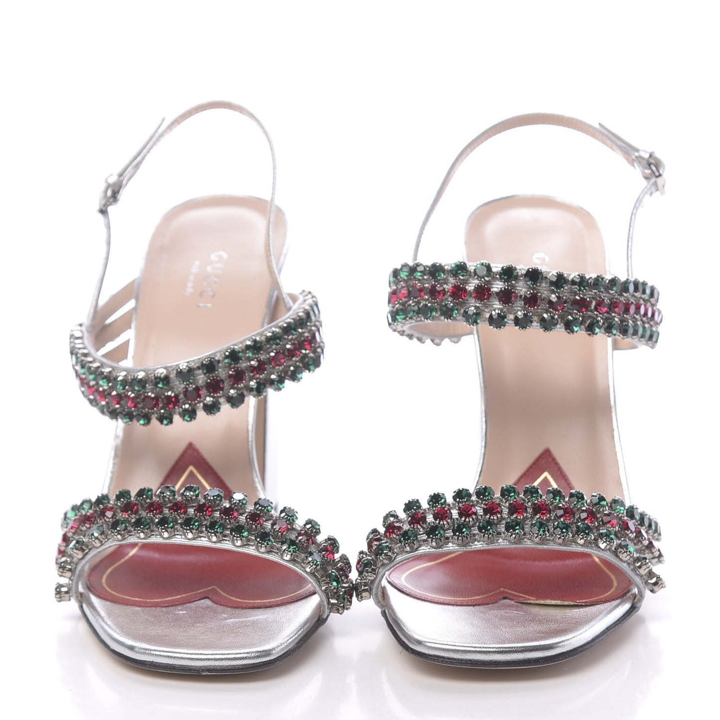 Nappa Silk Crystal Bertie High Heel Sandals 38 Argento