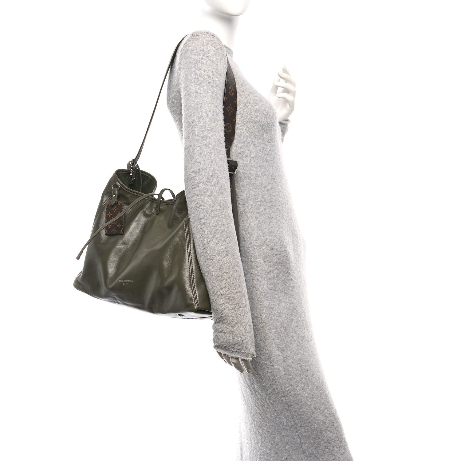 Louis Vuitton Lambskin CarryAll Vibe MM Dark Kaki 2 of 10