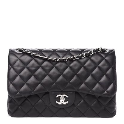 Chanel Lambskin Quilted Jumbo Double Flap Black 1 of 14