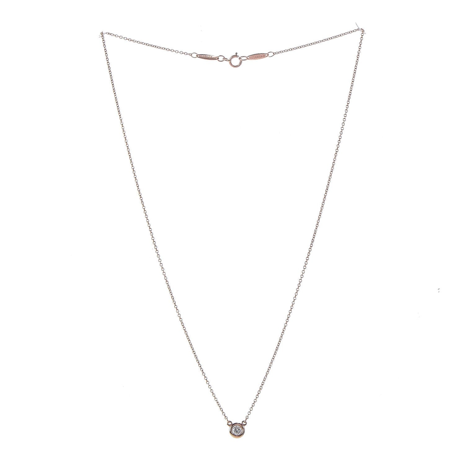 Tiffany 18K Rose Gold Diamond .17ct Elsa Peretti Diamonds by the Yard Pendant Necklace 3 of 9