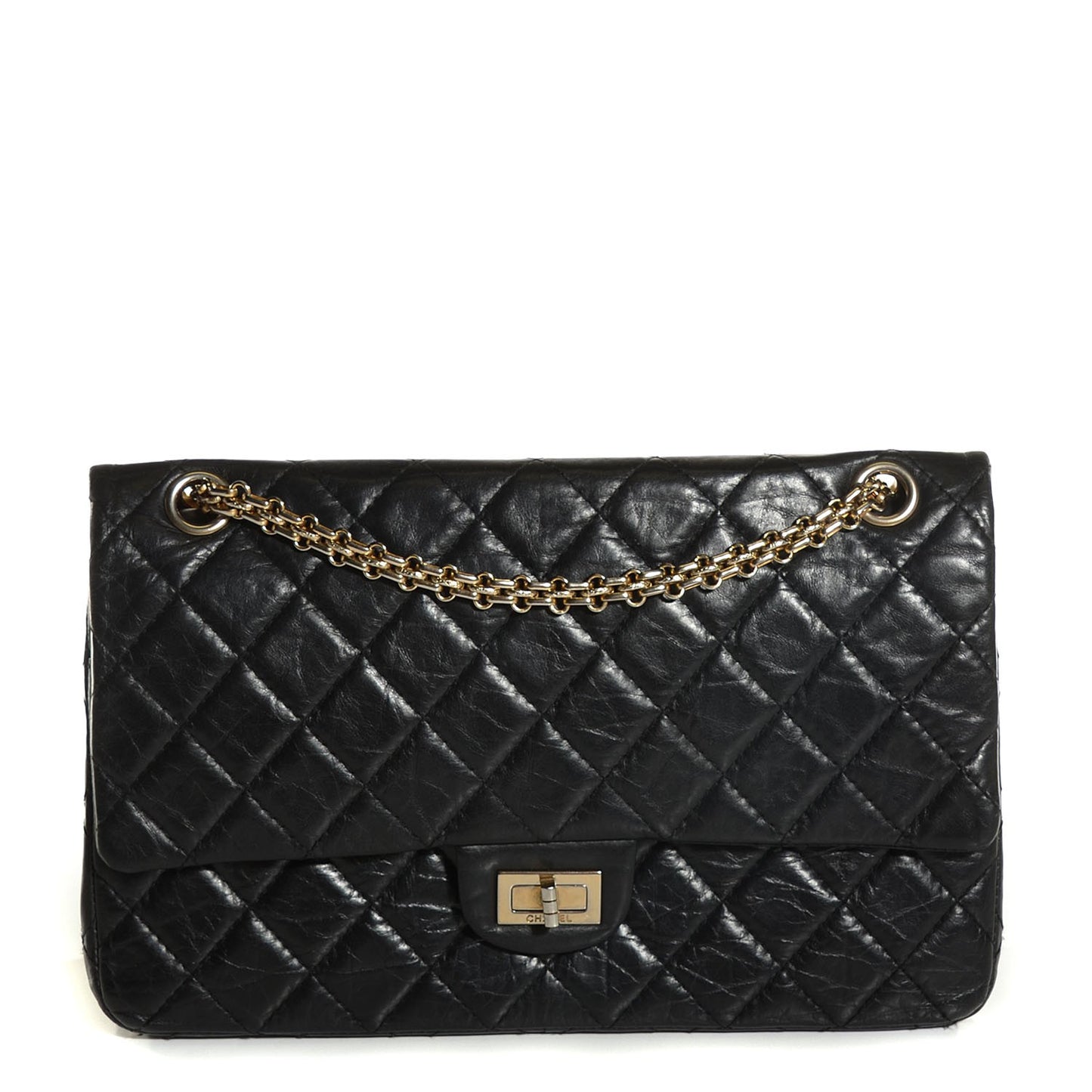 Aged Calfskin Quilted 2.55 Reissue 226 Flap Black