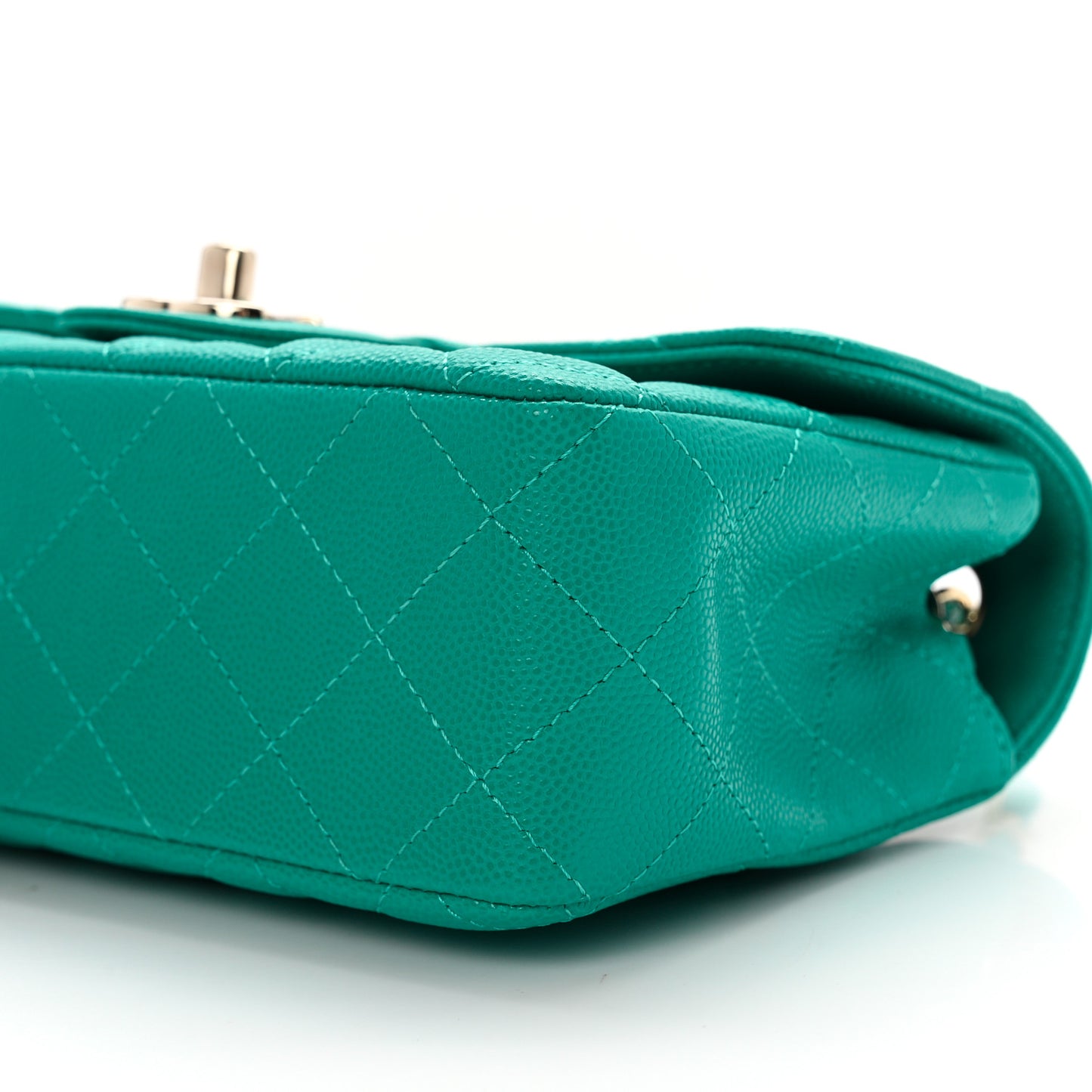 Caviar Quilted Mini Rectangular Flap Turquoise
