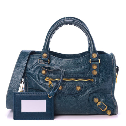 Balenciaga Agneau Giant 12 Gold Hardware Mini City Bleu Mineral 1 of 16