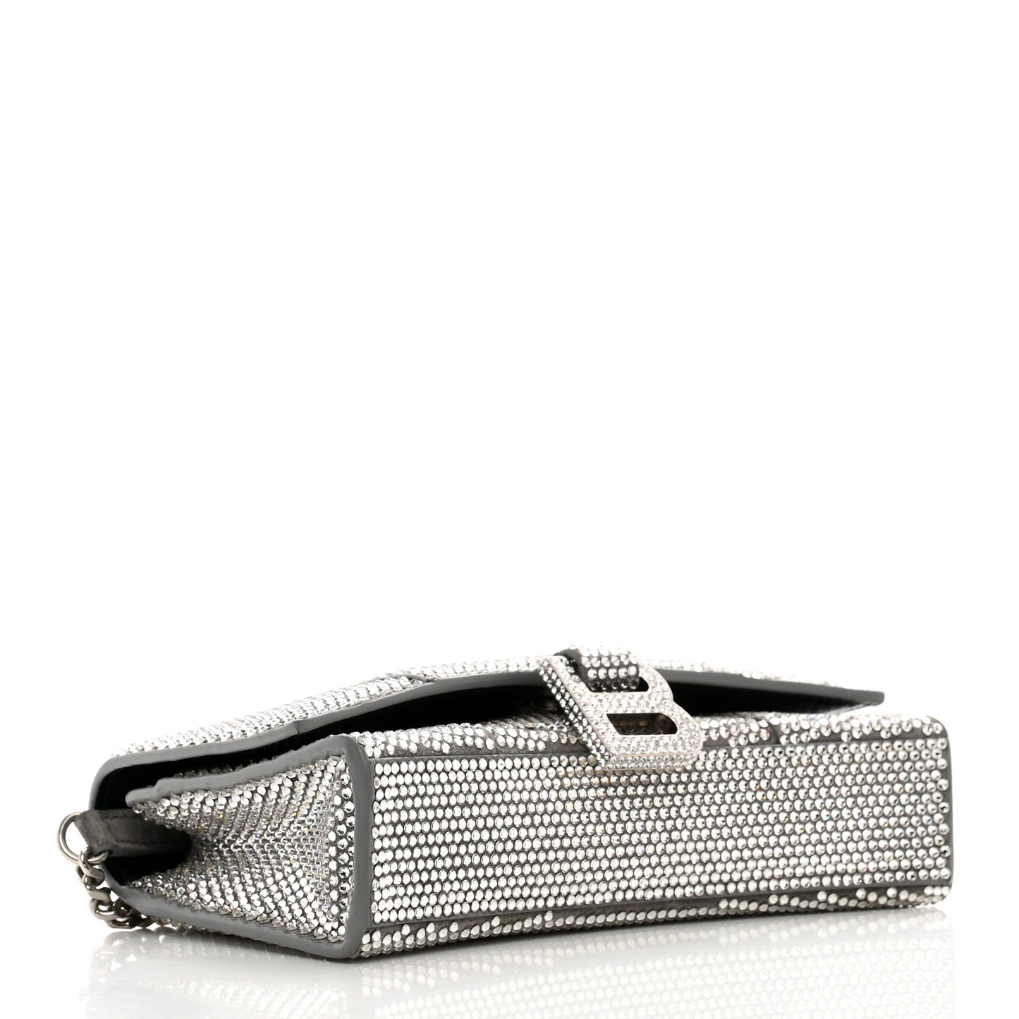 Strass Suede Hourglass Chain Bag Smoke Grey Crystal