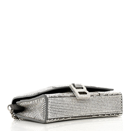Balenciaga Strass Suede Hourglass Chain Bag Smoke Grey Crystal 4 of 10