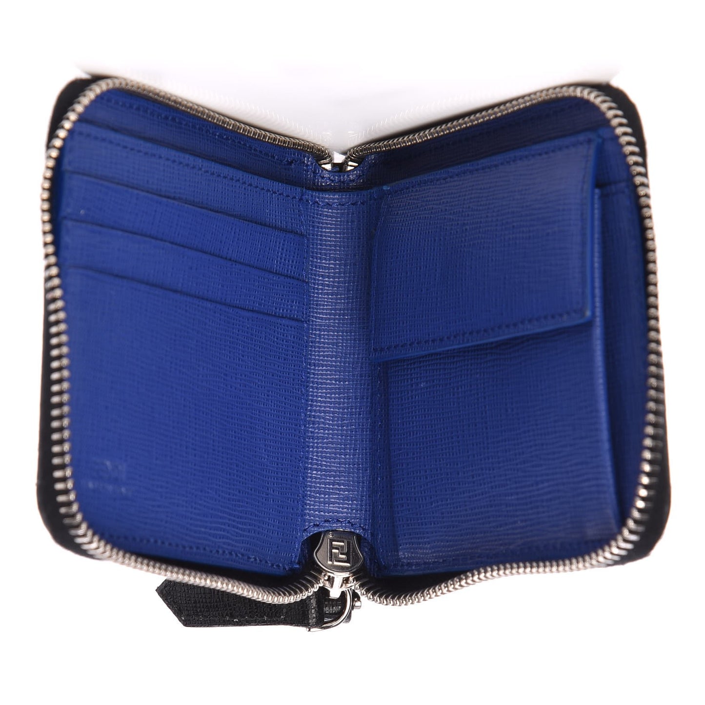 Vitello Elite Flamingo Mink Karlito Studded Zip Around Chain Wallet Black White Plaster