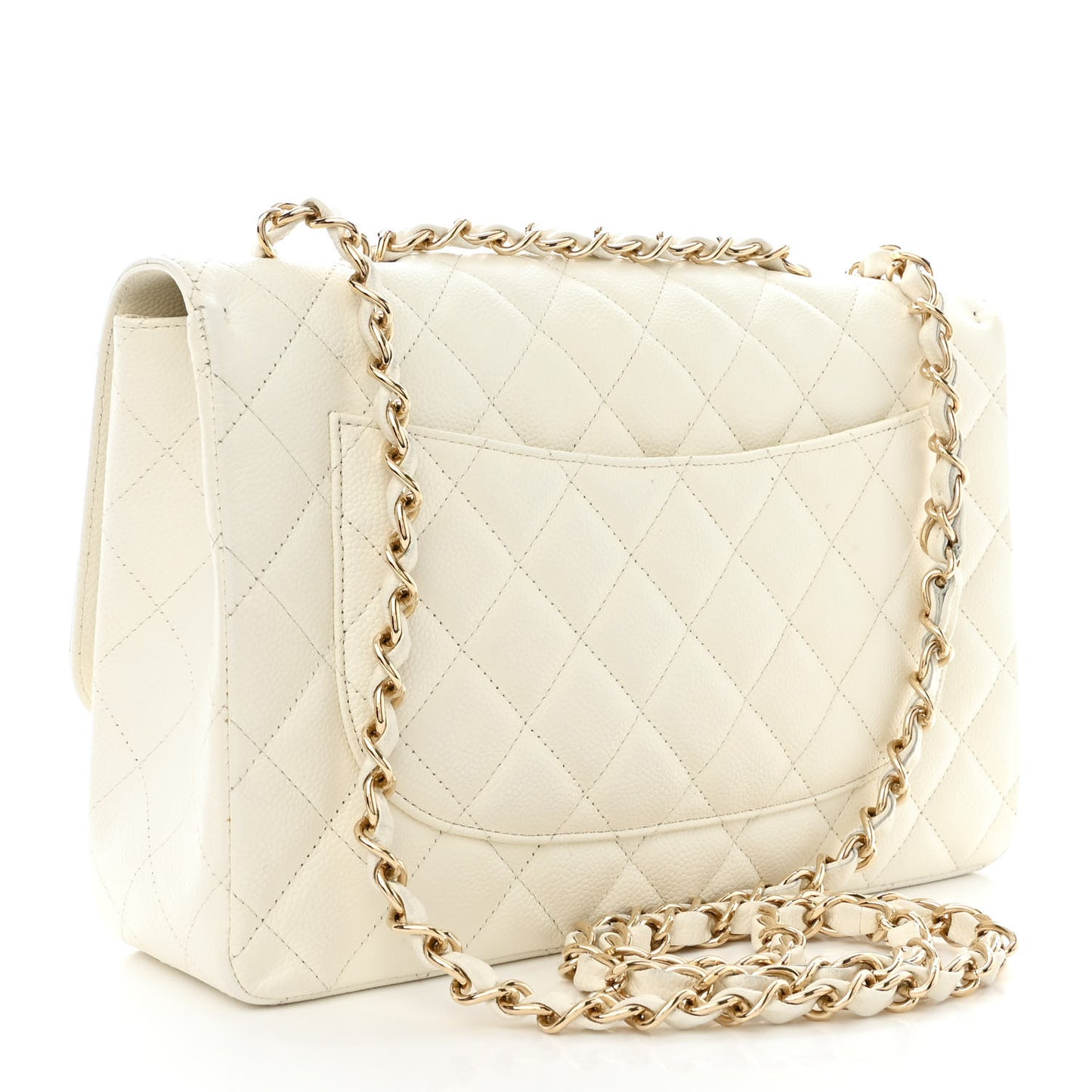 Caviar Quilted Jumbo Single Flap White