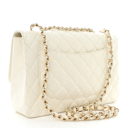Chanel Caviar Quilted Jumbo Single Flap White 3 of 10