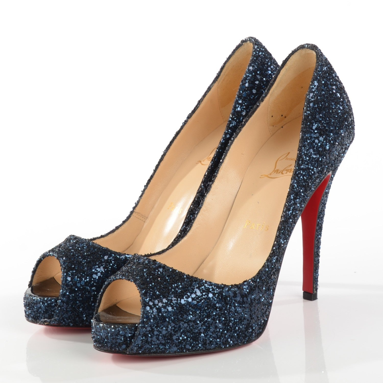 Christian Louboutin Glitter Very Prive 120 Pumps 39 Blue 3 of 7
