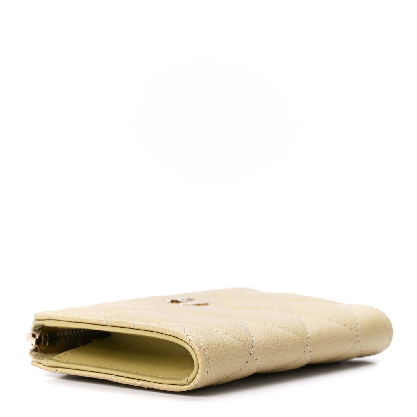 Caviar Quilted Zipped Key Holder Case Light Green