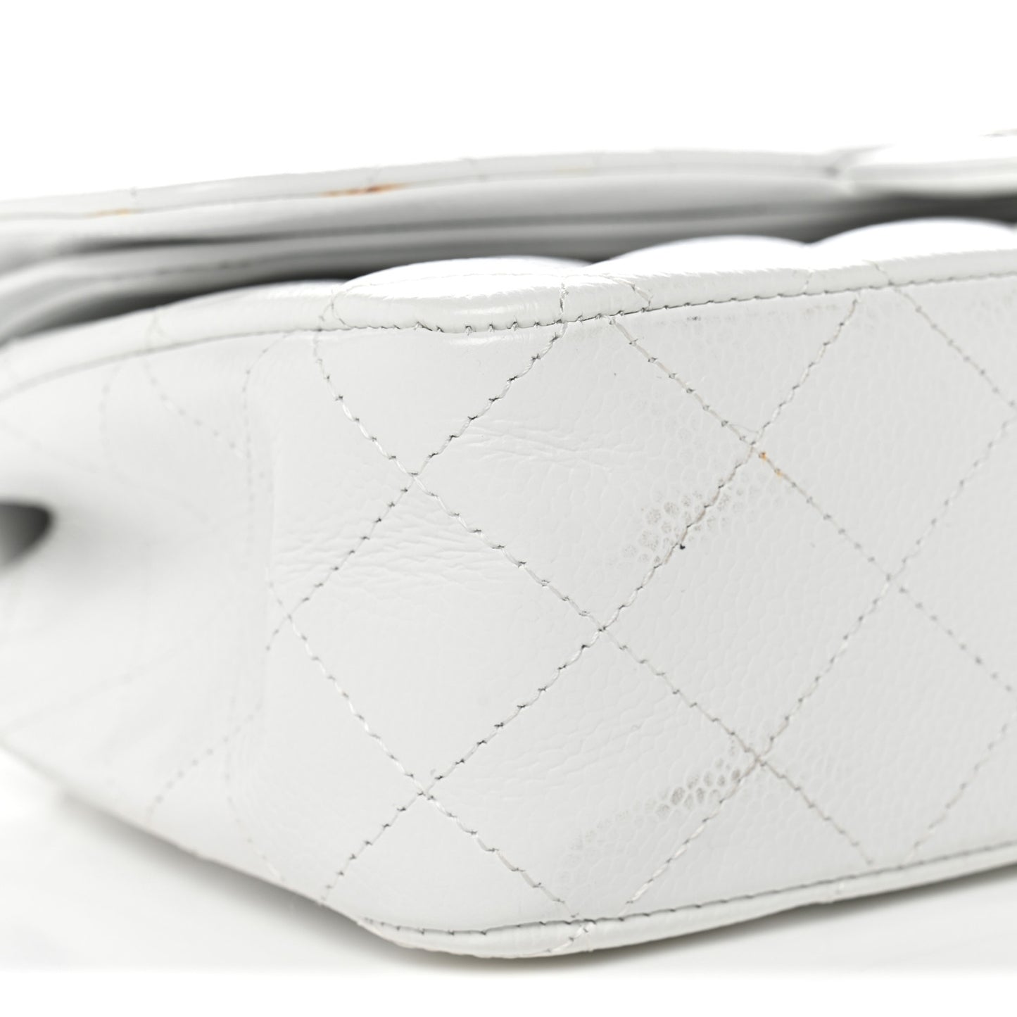 Caviar Quilted Medium Double Flap White