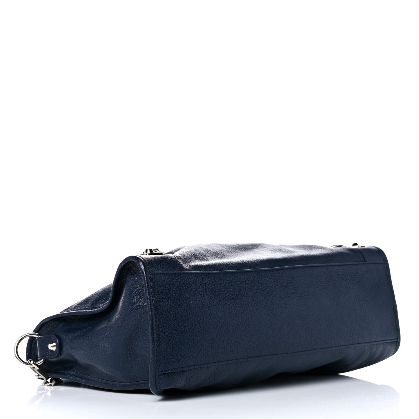 Chevre Silver Metallic Edge Hardware City Bleu Nuit Dark Sea
