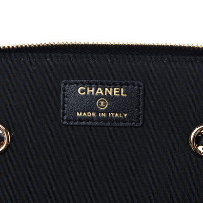 Chanel Raffia Jute Striped Small Vanity Case With Chain Black Beige 8 of 11