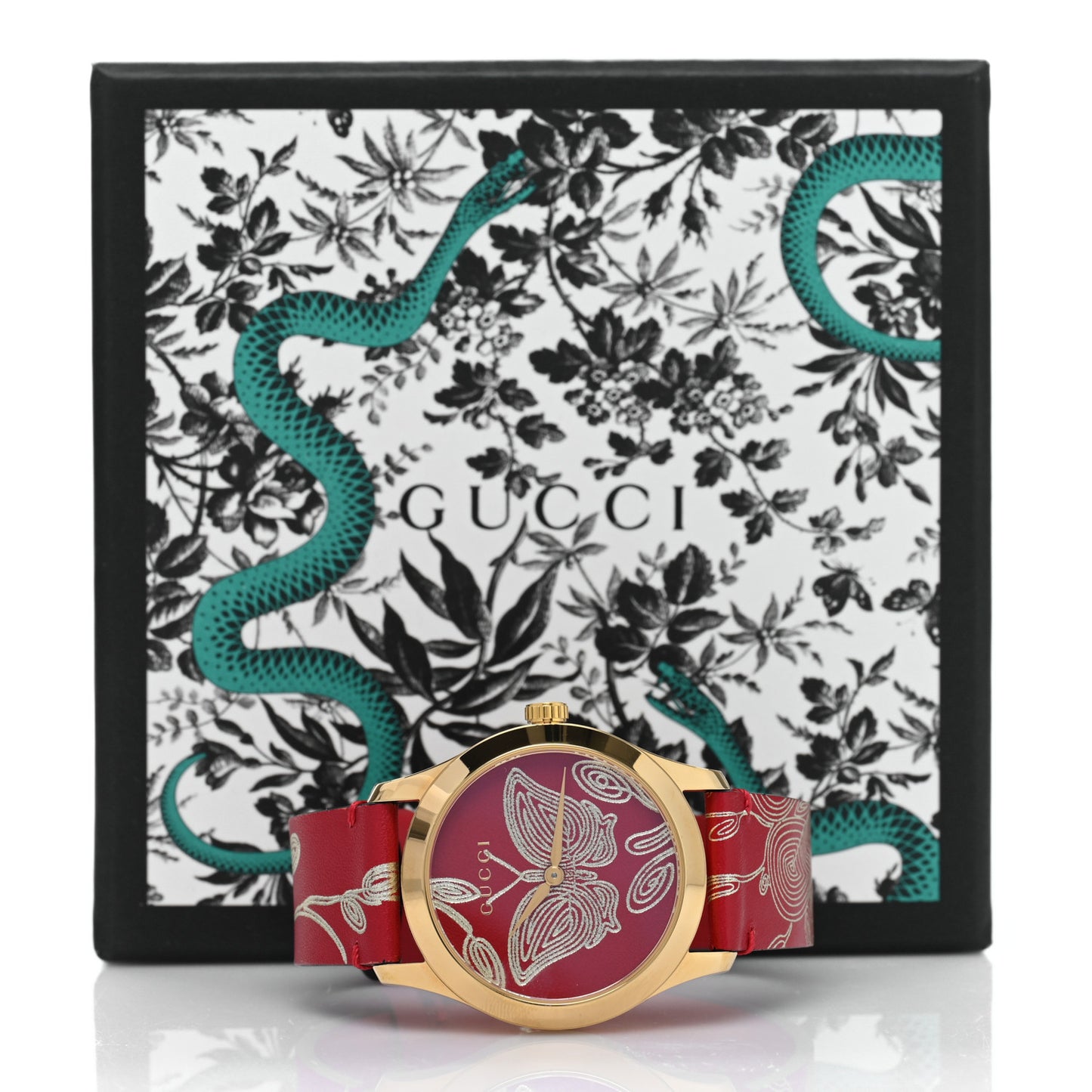 Stainless Steel Calfskin 38mm G-Timeless Butterfly Quartz Watch Red