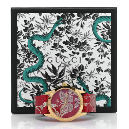 Gucci Stainless Steel Calfskin 38mm G-Timeless Butterfly Quartz Watch Red 5 of 5