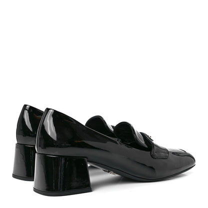 Prada Vernice Metal Triangle Logo 45mm Loafer Pumps 39.5 Black 4 of 7