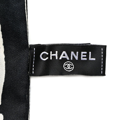 Chanel Silk CC Slim Bandeau Scarf Black Ecru 3 of 8