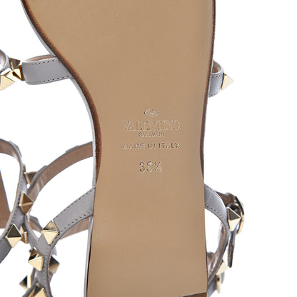Valentino Garavani Calfskin Nappa Rockstud Gladiator Flat Sandals 35.5 Pastel Grey 7 of 9