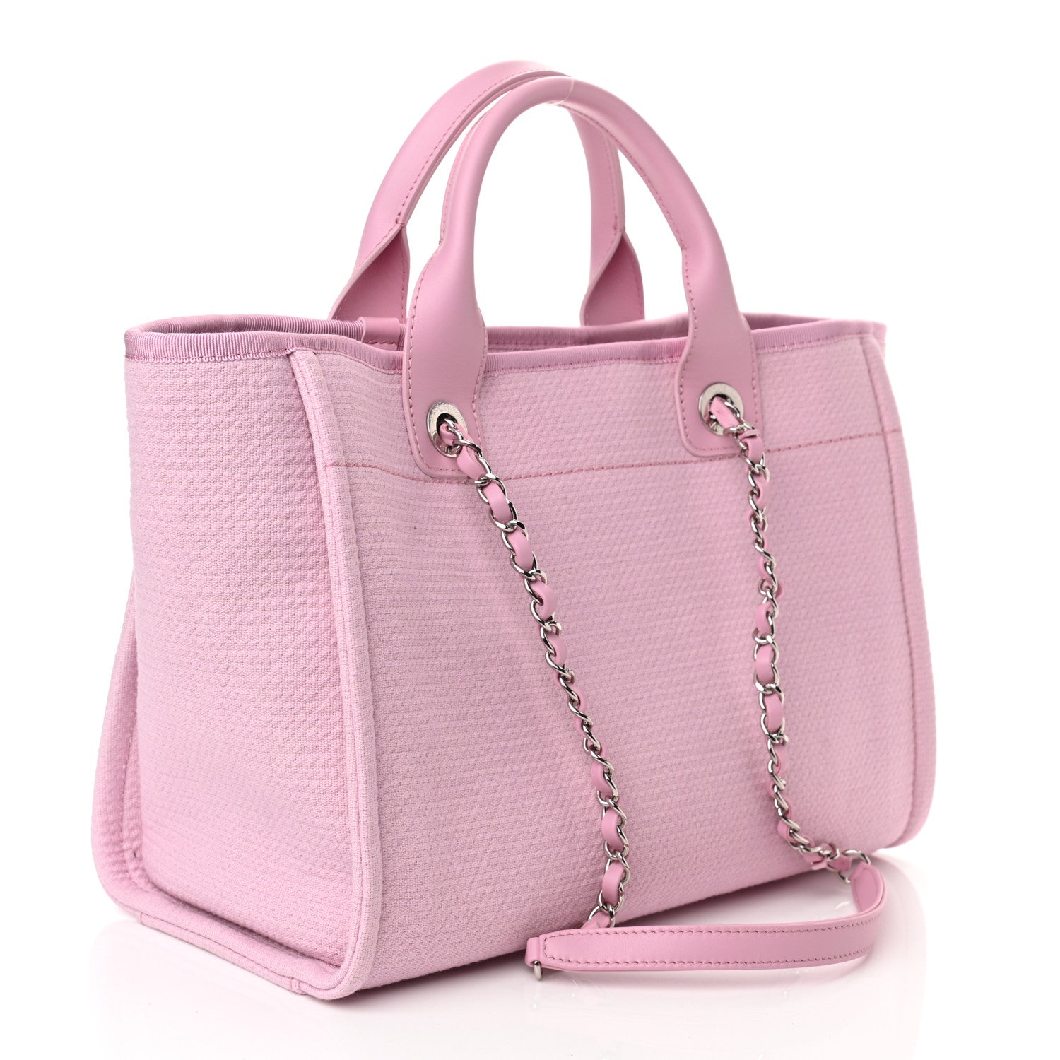 Chanel Mixed Fibers Small Deauville Tote Dark Pink 3 of 10