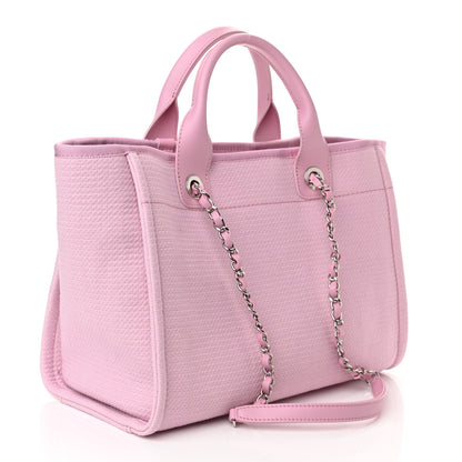 Chanel Mixed Fibers Small Deauville Tote Dark Pink 3 of 10