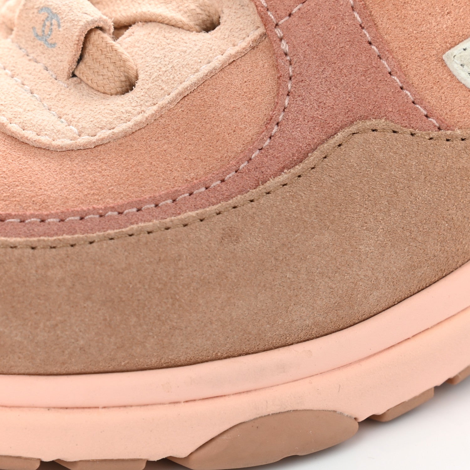 Chanel Nylon Lambskin Suede Calfskin CC Sneakers 36.5 Pink 14 of 15