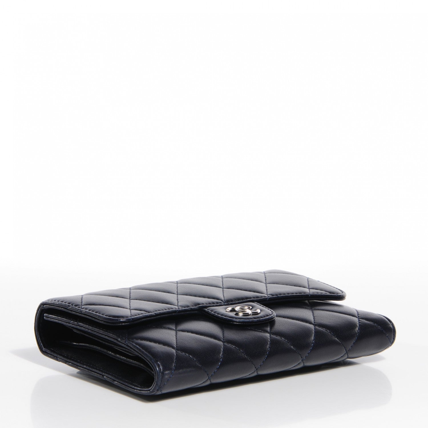 Chanel Lambskin Quilted Large Flap Wallet Navy 4 of 9
