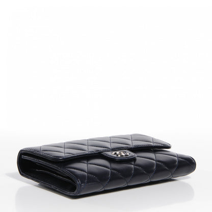 Chanel Lambskin Quilted Large Flap Wallet Navy 4 of 9