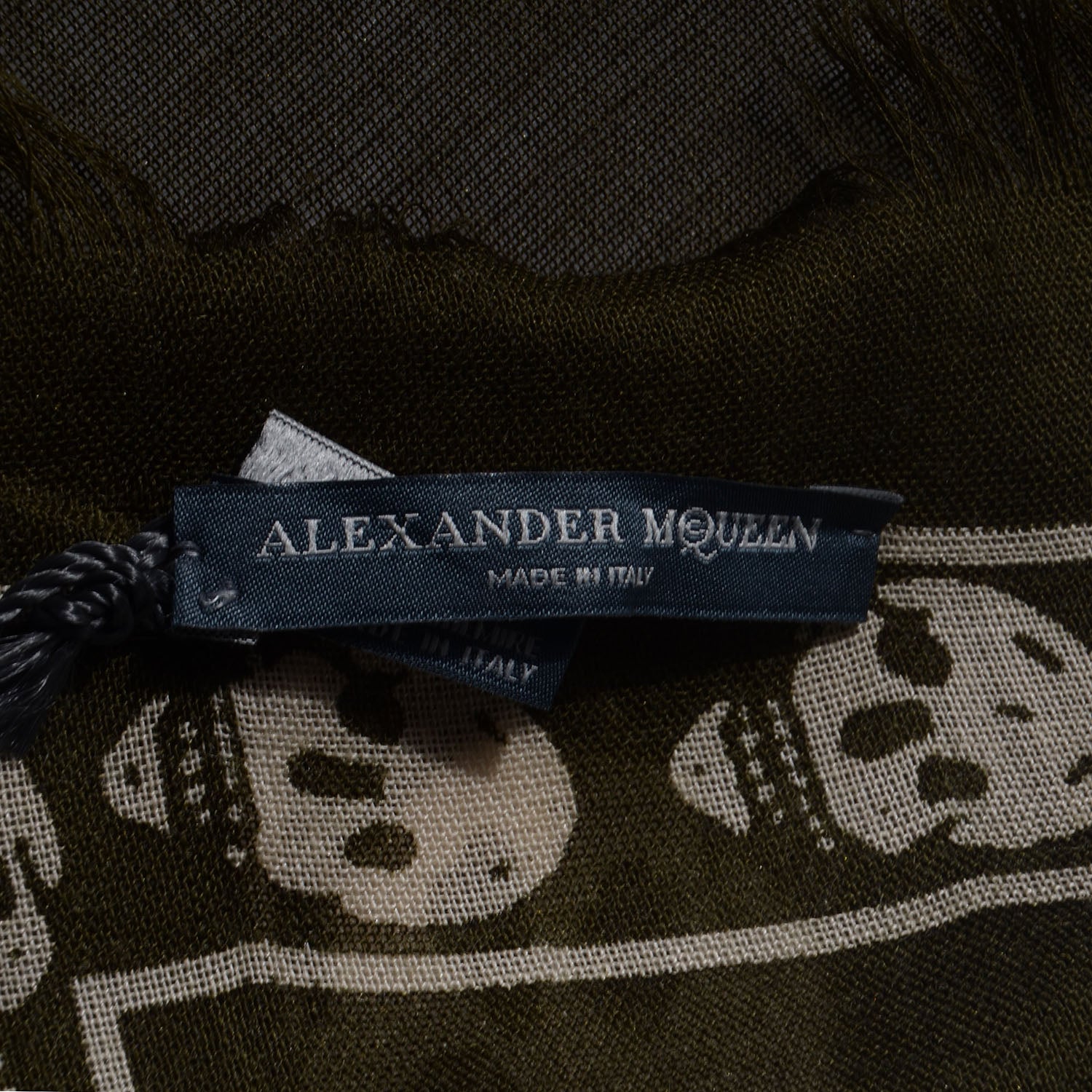 Alexander McQueen Wool Silk Cashmere Skull Scarf Black Ivory 5 of 6
