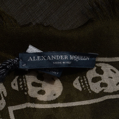 Alexander McQueen Wool Silk Cashmere Skull Scarf Black Ivory 5 of 6