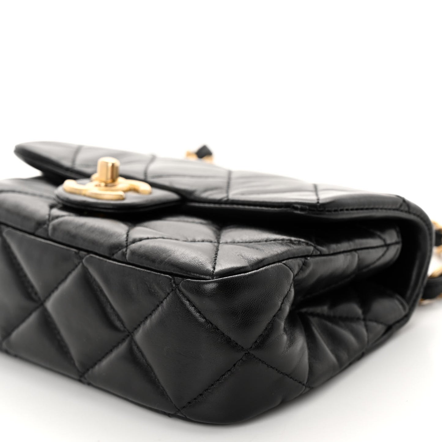 Lambskin Quilted Small Fancy Jewel Flap Black