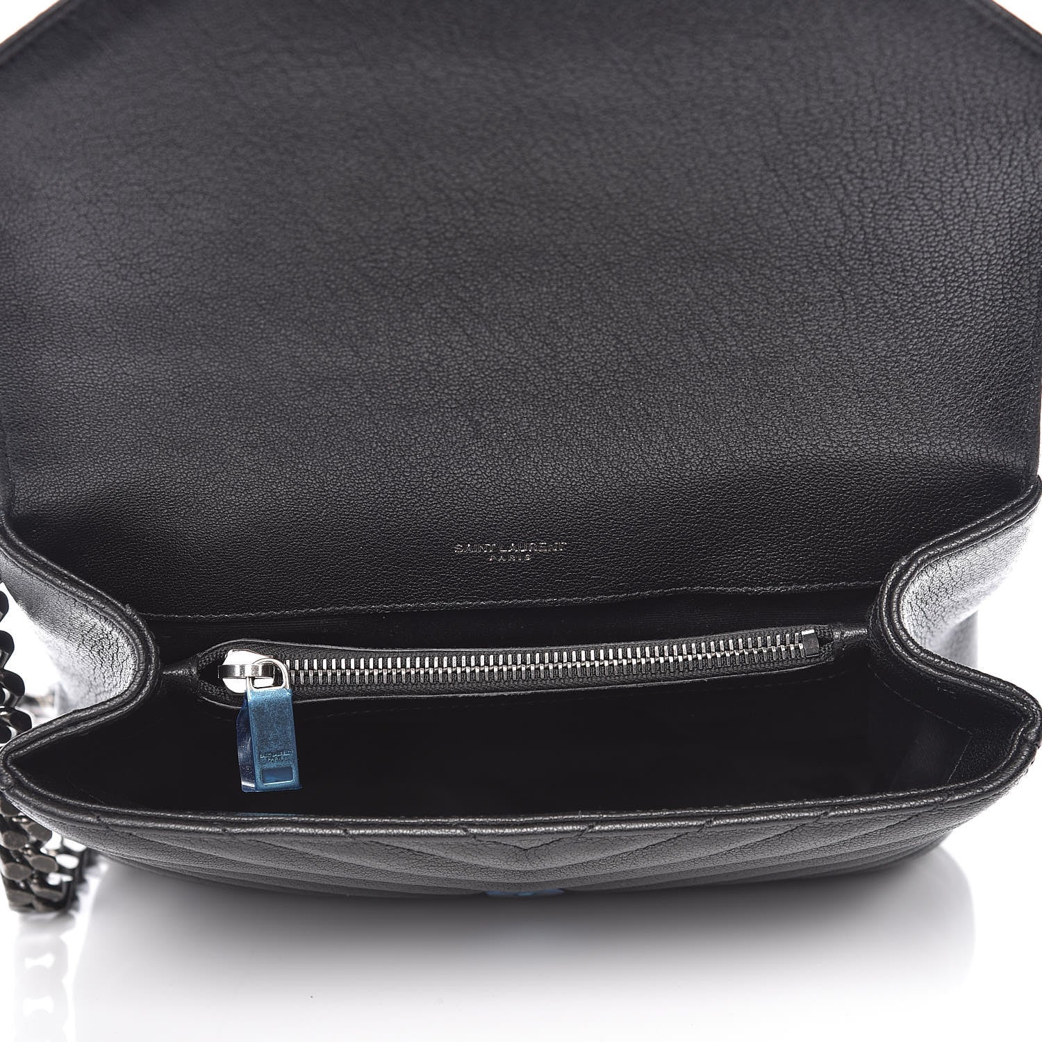 Saint Laurent Sheepskin Matelasse Chevron Monogram Medium College Bag Black 5 of 10