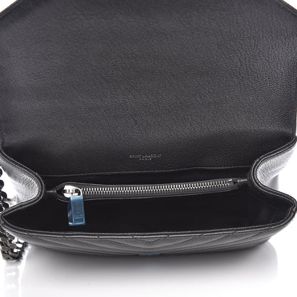 Saint Laurent Sheepskin Matelasse Chevron Monogram Medium College Bag Black 5 of 10