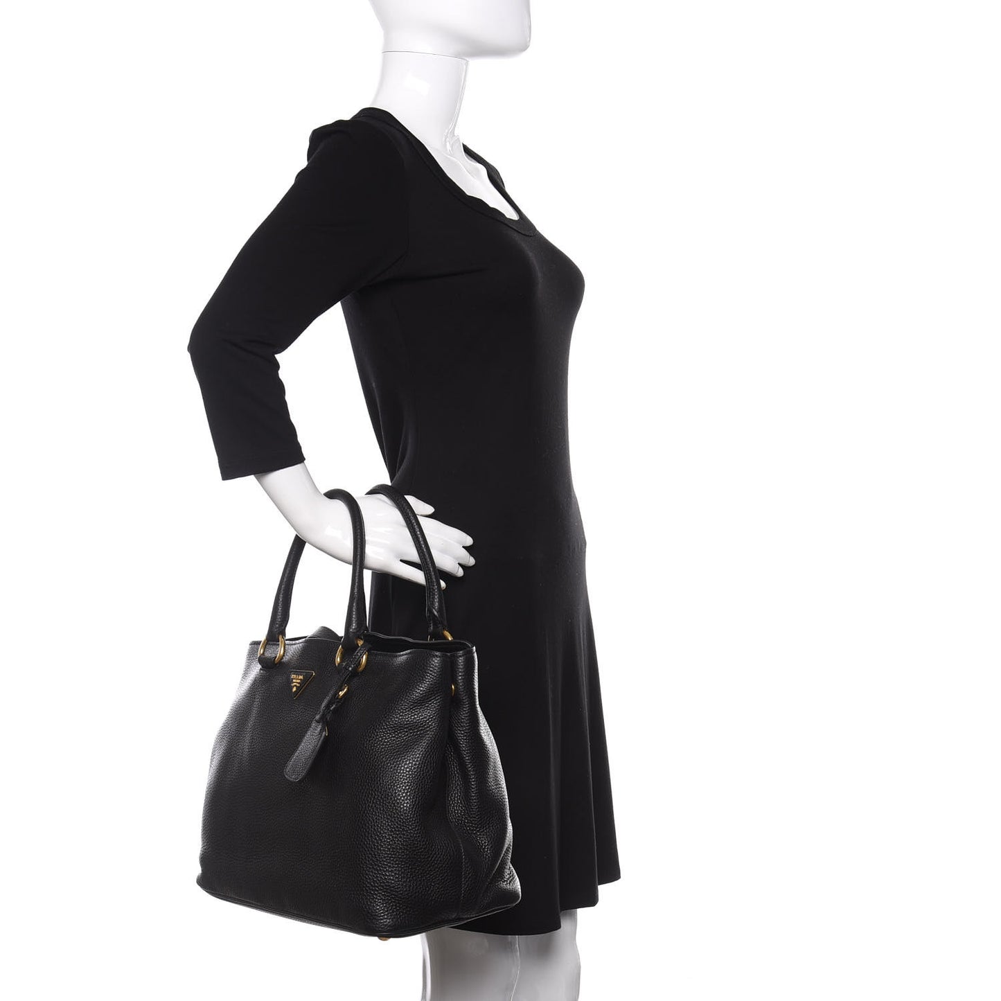 Vitello Daino Shopping Tote Black