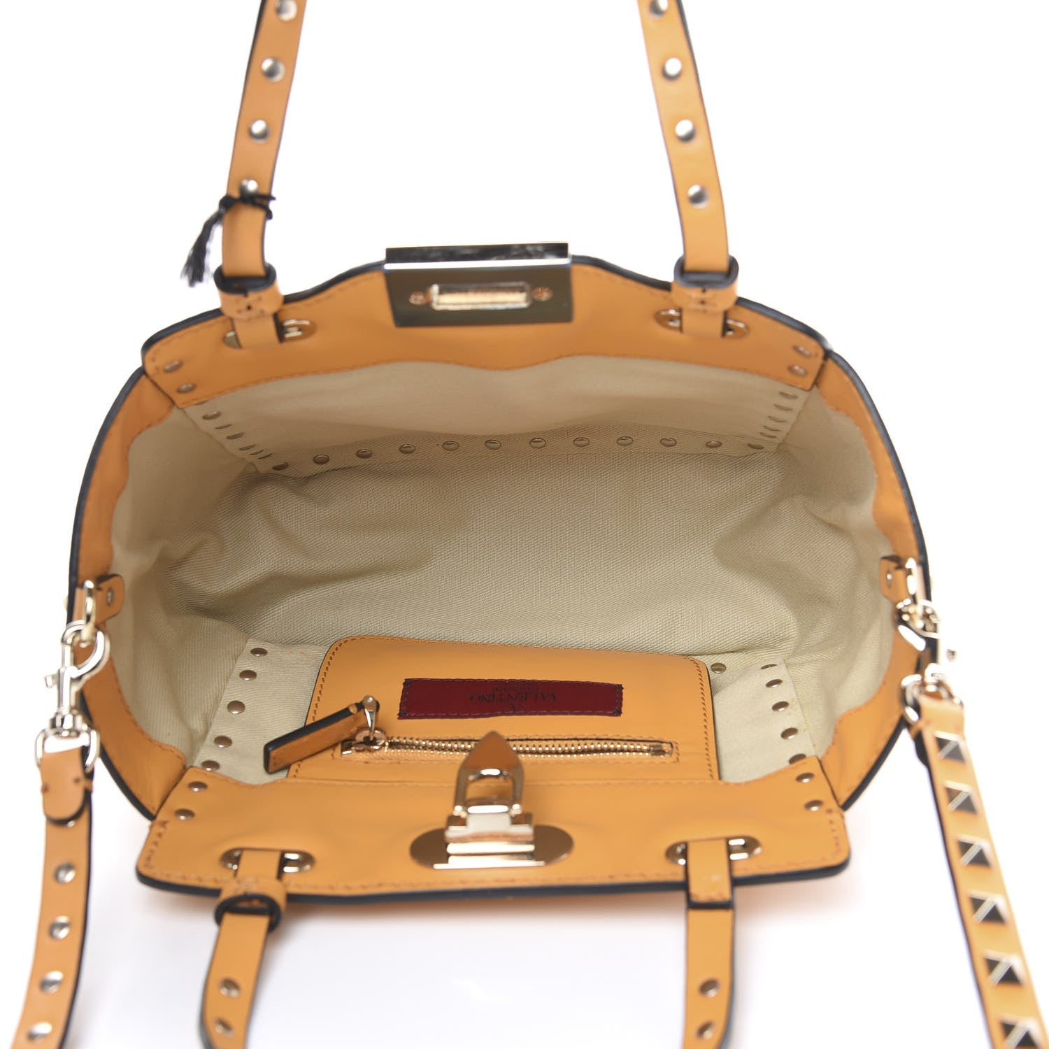 Valentino Garavani Vitello Mini Rockstud Tote Mandarin Sorbet 5 of 9
