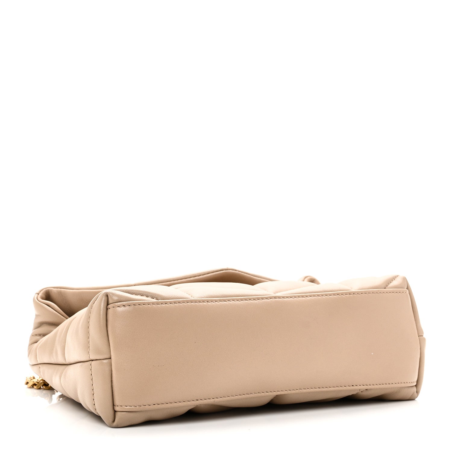 Saint Laurent Lambskin Quilted Toy Loulou Puffer Monogram Chain Satchel Dark Beige 4 of 12