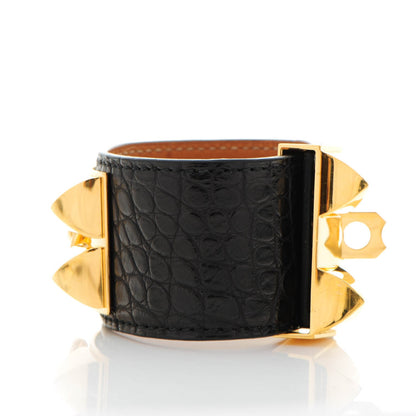 Hermes Matte Alligator Collier De Chien CDC Bracelet S Black 3 of 9