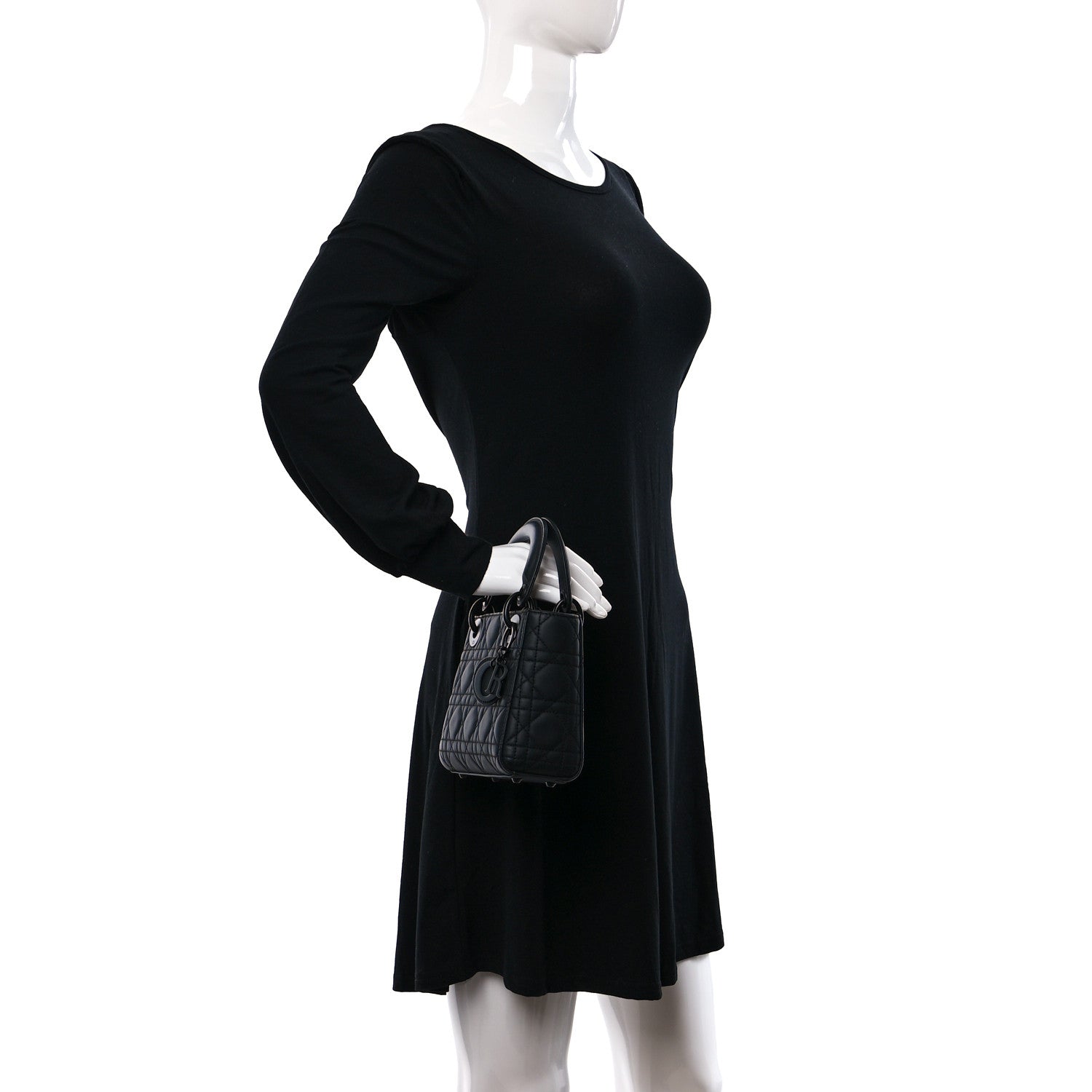 Christian Dior Ultra Matte Calfskin Cannage Mini Lady Dior Black 2 of 10