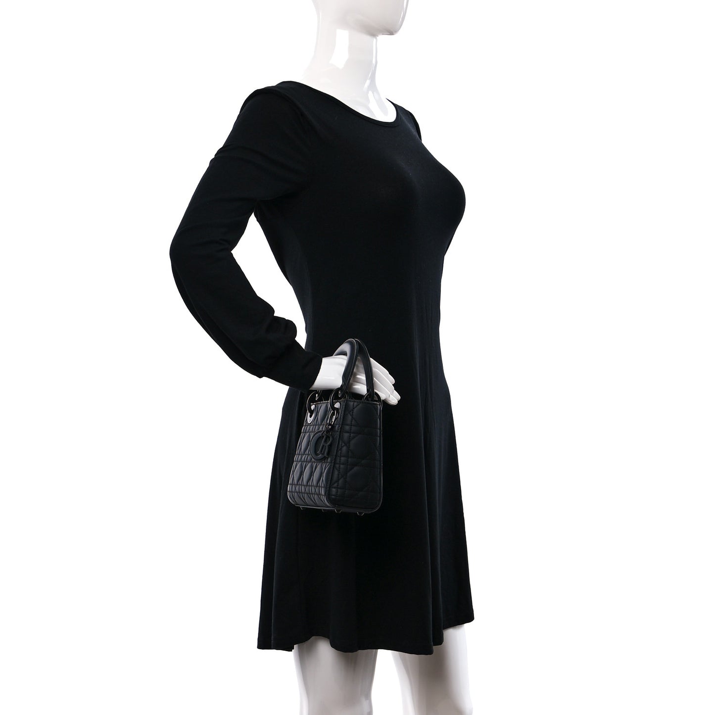 Ultra Matte Calfskin Cannage Mini Lady Dior Black