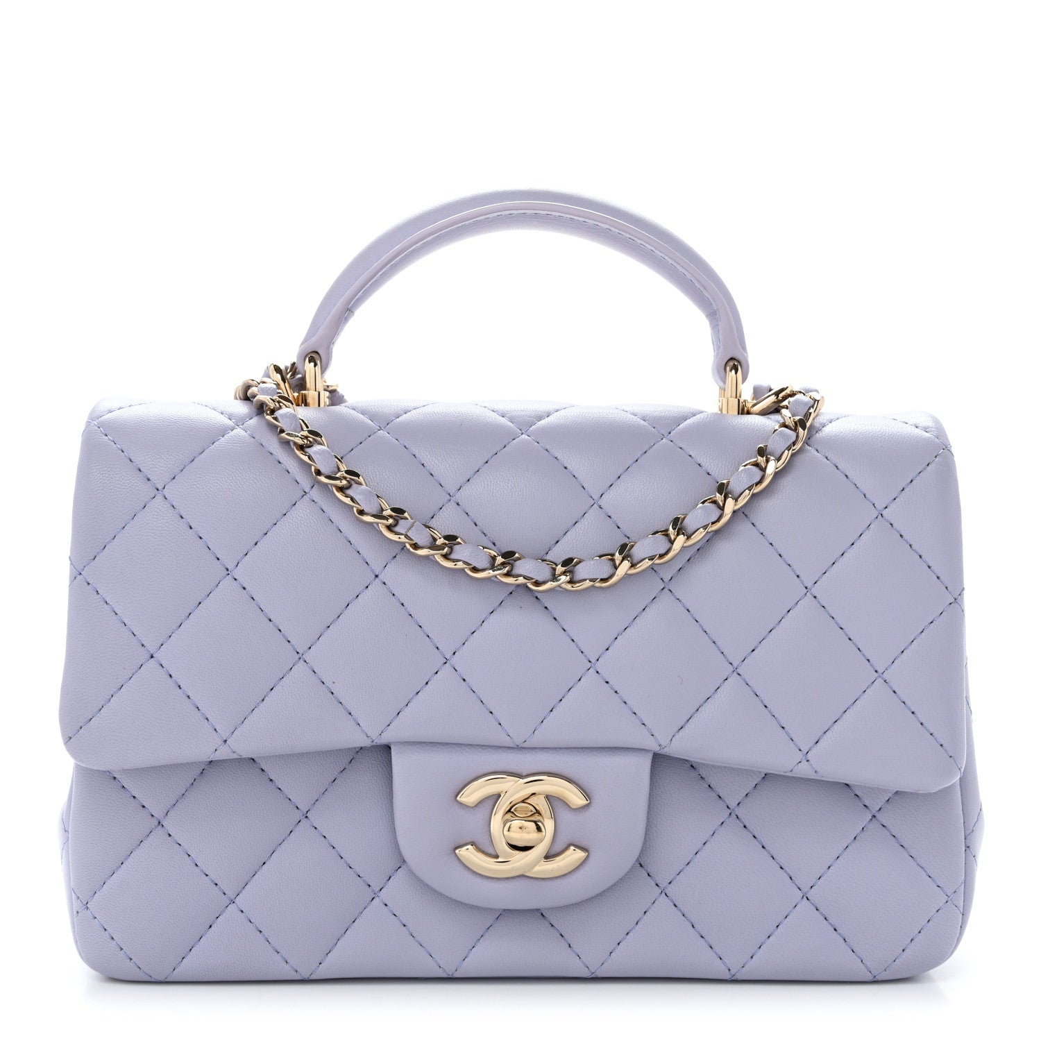 Chanel Lambskin Quilted Mini Top Handle Rectangular Flap Light Purple 1 of 10