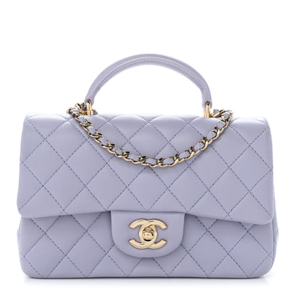 Chanel Lambskin Quilted Mini Top Handle Rectangular Flap Light Purple 1 of 10