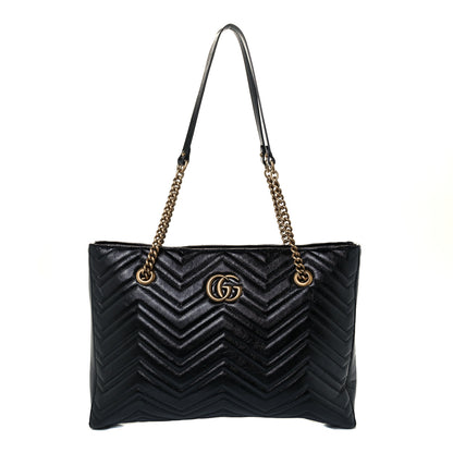 Gucci Vintage Calfskin Matelasse Medium GG Marmont Slim Tote Black 1 of 11