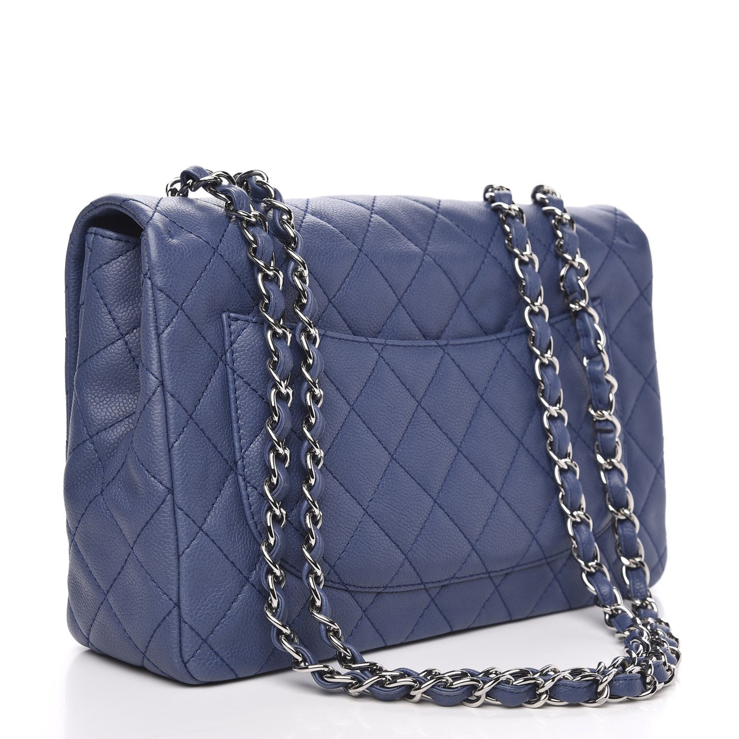 Washed Caviar Jumbo Single Flap Blue