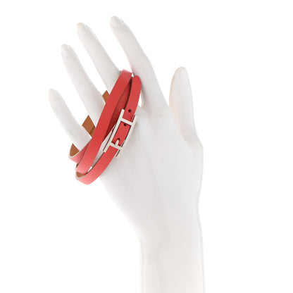 Hermes Epsom Hapi 3 MM Triple Tour Wrap Bracelet L Rose Jaipur 2 of 7