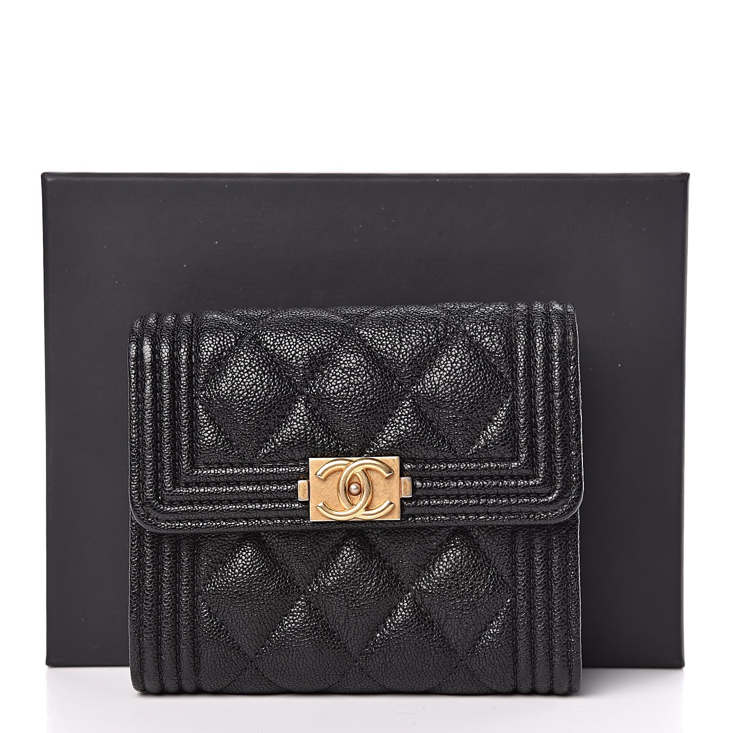 Chanel Caviar Quilted Compact Boy Wallet Black 11 of 11